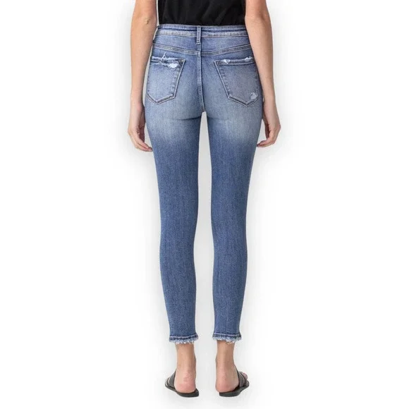 FLASH SALE! LOVERVET Juliana High Rise Distressed Ripped Blue Denim Skinny Jeans - Picture 3 of 6